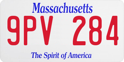 MA license plate 9PV284