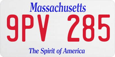 MA license plate 9PV285