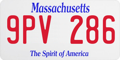 MA license plate 9PV286