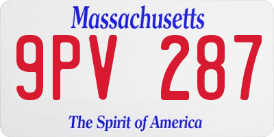 MA license plate 9PV287