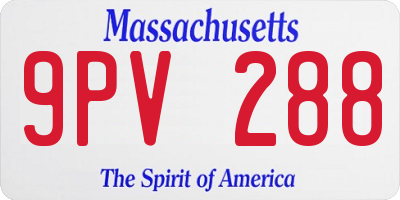 MA license plate 9PV288