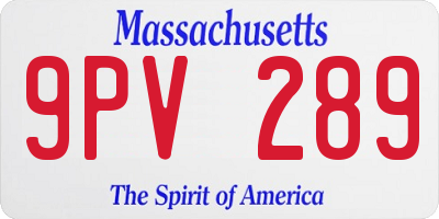 MA license plate 9PV289