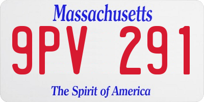 MA license plate 9PV291