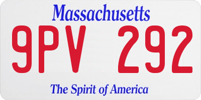 MA license plate 9PV292