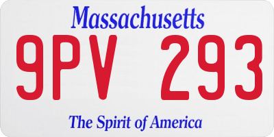MA license plate 9PV293