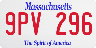 MA license plate 9PV296