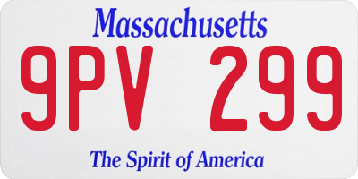 MA license plate 9PV299