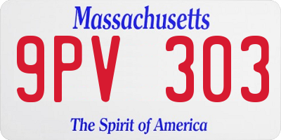 MA license plate 9PV303