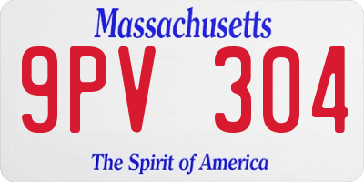 MA license plate 9PV304