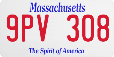MA license plate 9PV308