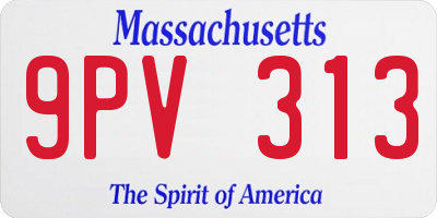 MA license plate 9PV313
