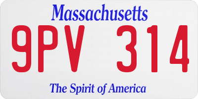 MA license plate 9PV314