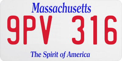 MA license plate 9PV316