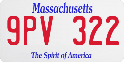 MA license plate 9PV322