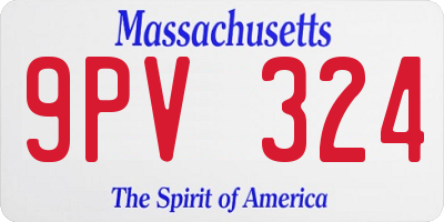 MA license plate 9PV324