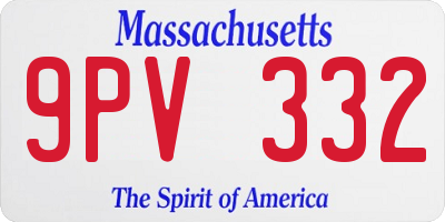 MA license plate 9PV332