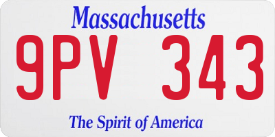 MA license plate 9PV343