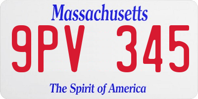 MA license plate 9PV345