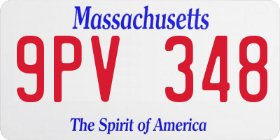 MA license plate 9PV348
