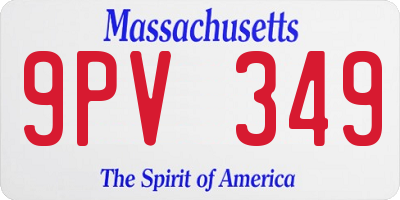 MA license plate 9PV349