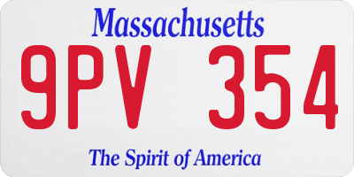 MA license plate 9PV354