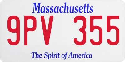MA license plate 9PV355