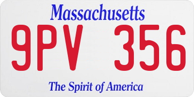 MA license plate 9PV356