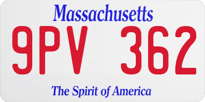 MA license plate 9PV362