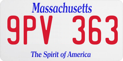 MA license plate 9PV363