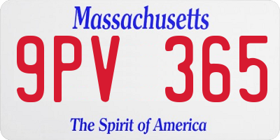 MA license plate 9PV365