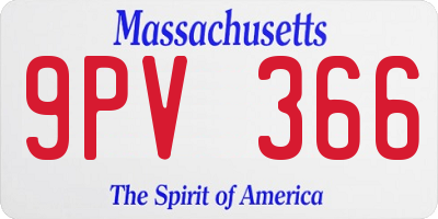 MA license plate 9PV366