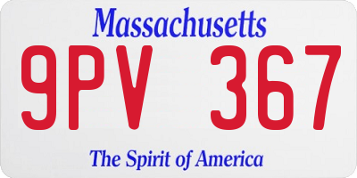 MA license plate 9PV367