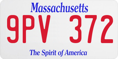 MA license plate 9PV372