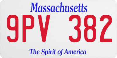 MA license plate 9PV382