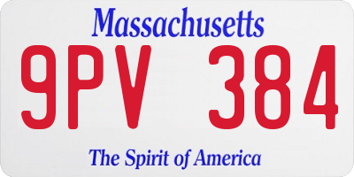 MA license plate 9PV384