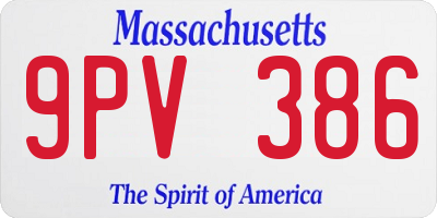 MA license plate 9PV386