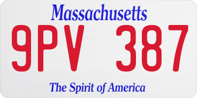 MA license plate 9PV387