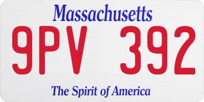 MA license plate 9PV392
