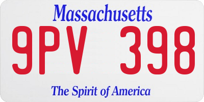 MA license plate 9PV398