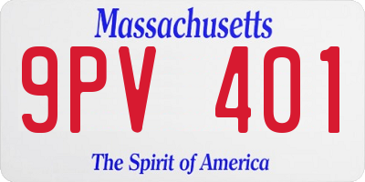 MA license plate 9PV401