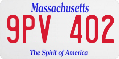 MA license plate 9PV402