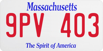 MA license plate 9PV403