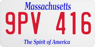 MA license plate 9PV416