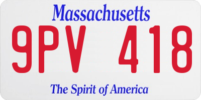 MA license plate 9PV418