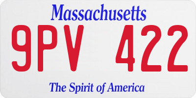 MA license plate 9PV422