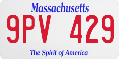 MA license plate 9PV429