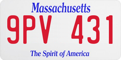 MA license plate 9PV431