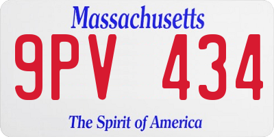 MA license plate 9PV434