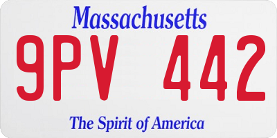 MA license plate 9PV442