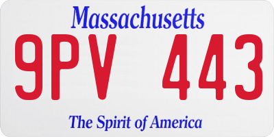 MA license plate 9PV443
